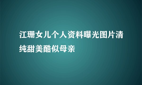 江珊女儿个人资料曝光图片清纯甜美酷似母亲