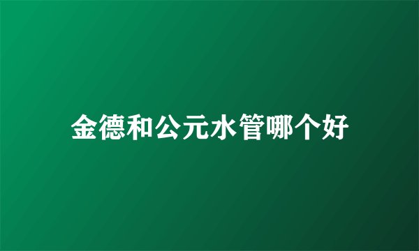 金德和公元水管哪个好
