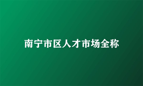 南宁市区人才市场全称