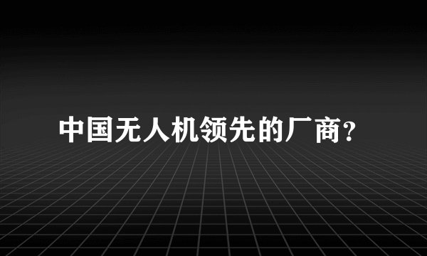 中国无人机领先的厂商？