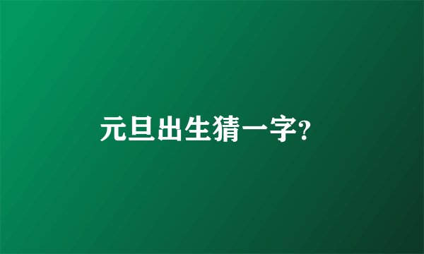 元旦出生猜一字?