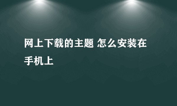 网上下载的主题 怎么安装在手机上
