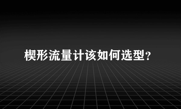 楔形流量计该如何选型?