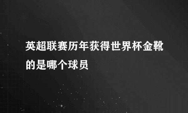 英超联赛历年获得世界杯金靴的是哪个球员