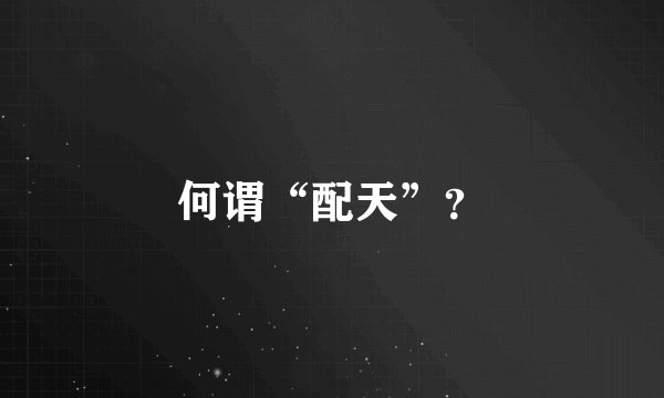 何谓“配天”？
