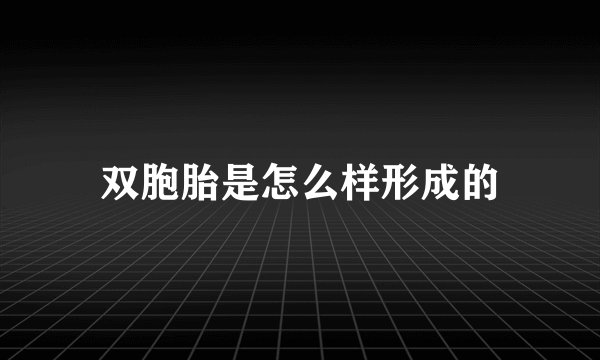 双胞胎是怎么样形成的