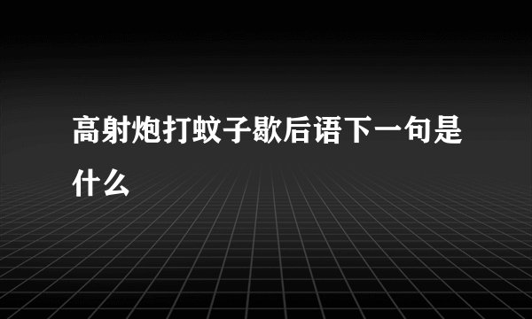 高射炮打蚊子歇后语下一句是什么