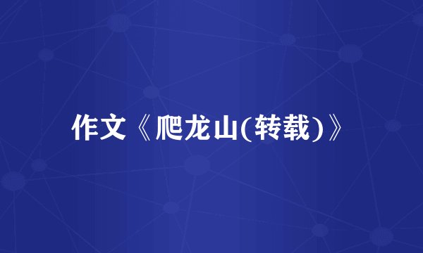 作文《爬龙山(转载)》