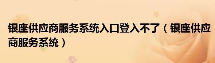 银座供应商服务系统入口登入不了（银座供应商服务系统）
