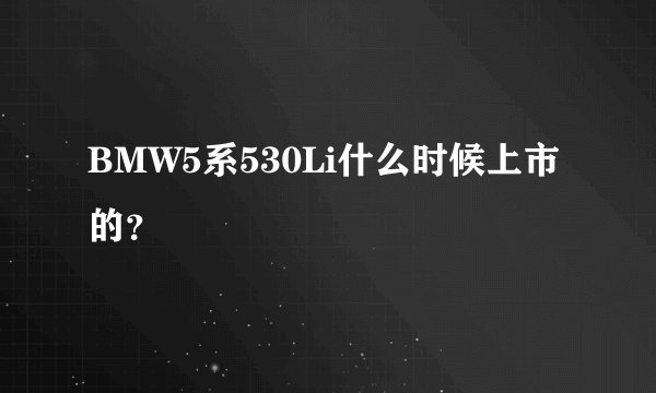 BMW5系530Li什么时候上市的？