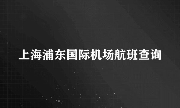 上海浦东国际机场航班查询