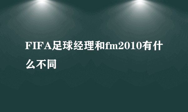 FIFA足球经理和fm2010有什么不同