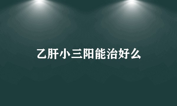 乙肝小三阳能治好么