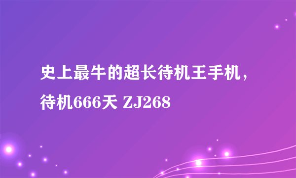 史上最牛的超长待机王手机，待机666天 ZJ268