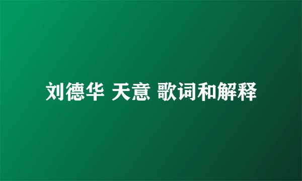 刘德华 天意 歌词和解释