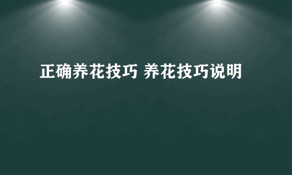 正确养花技巧 养花技巧说明