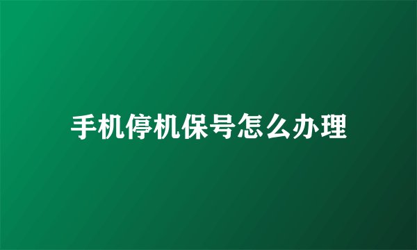 手机停机保号怎么办理
