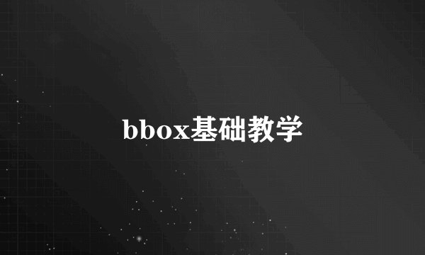 bbox基础教学