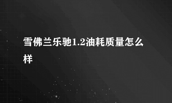 雪佛兰乐驰1.2油耗质量怎么样