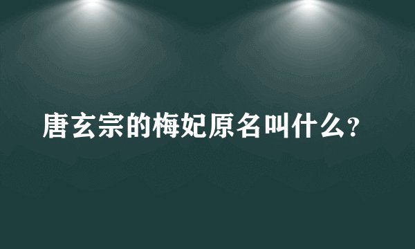唐玄宗的梅妃原名叫什么?