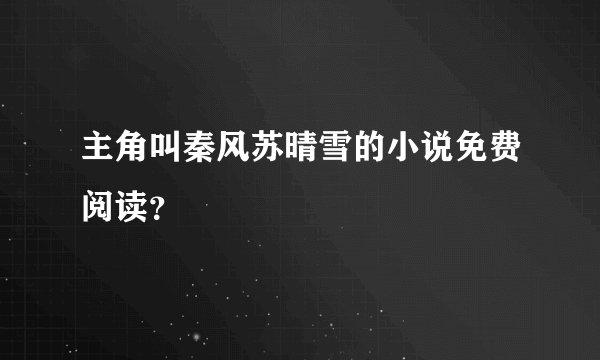 主角叫秦风苏晴雪的小说免费阅读？