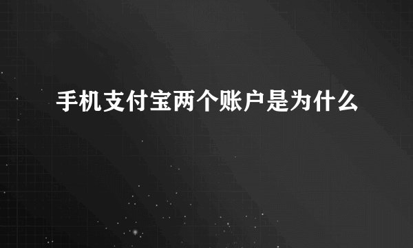 手机支付宝两个账户是为什么