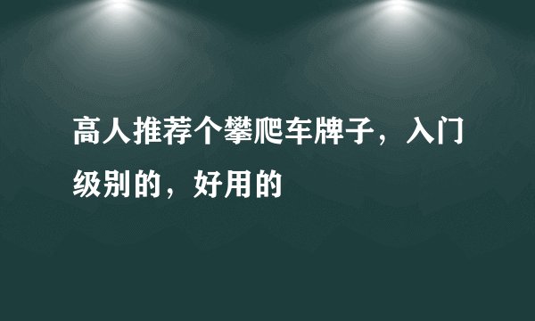 高人推荐个攀爬车牌子，入门级别的，好用的