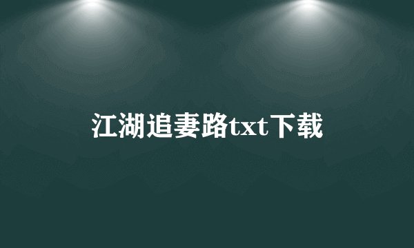 江湖追妻路txt下载