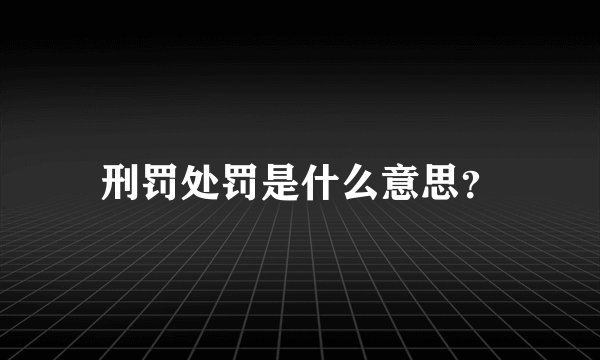 刑罚处罚是什么意思？