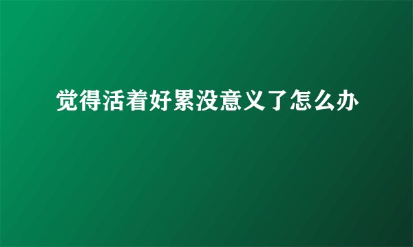 觉得活着好累没意义了怎么办