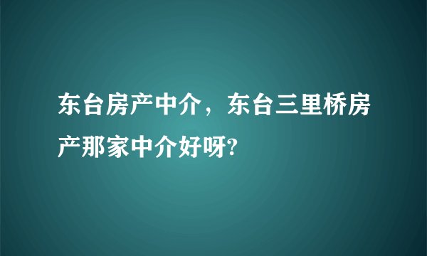 东台房产中介，东台三里桥房产那家中介好呀?