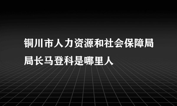 铜川市人力资源和社会保障局局长马登科是哪里人