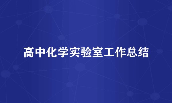 高中化学实验室工作总结