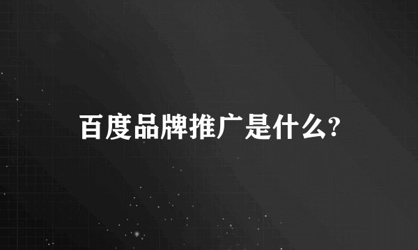 百度品牌推广是什么?