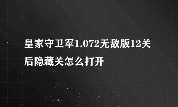 皇家守卫军1.072无敌版12关后隐藏关怎么打开