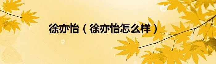 徐亦怡（徐亦怡怎么样）