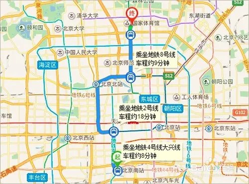 北京南站到鸟巢