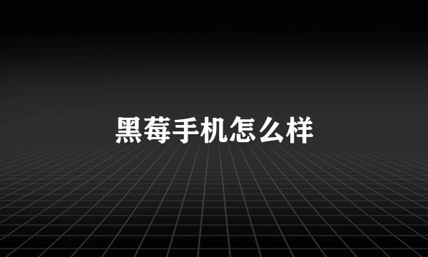 黑莓手机怎么样