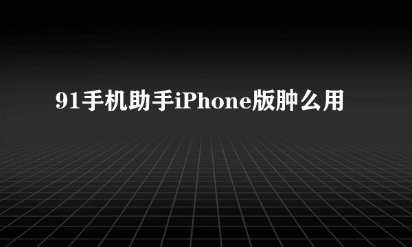91手机助手iPhone版肿么用