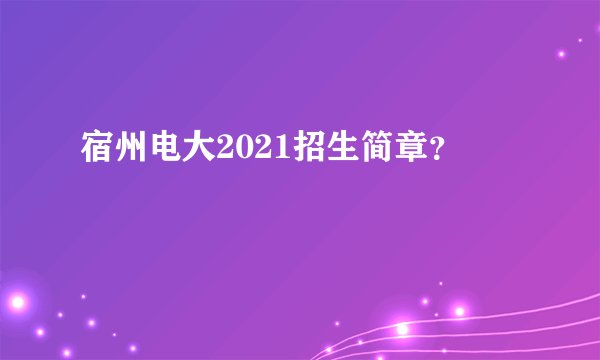 宿州电大2021招生简章？