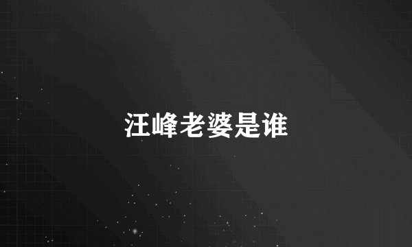 汪峰老婆是谁