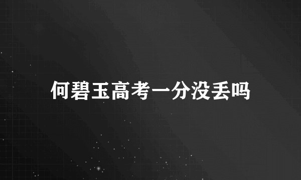 何碧玉高考一分没丢吗