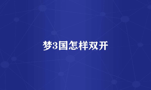 梦3国怎样双开
