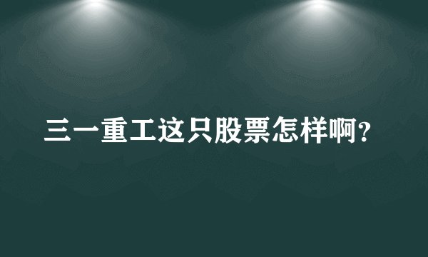 三一重工这只股票怎样啊？