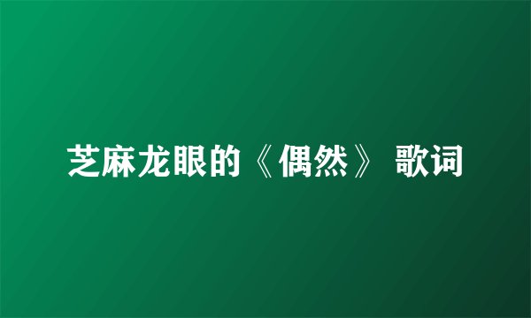 芝麻龙眼的《偶然》 歌词