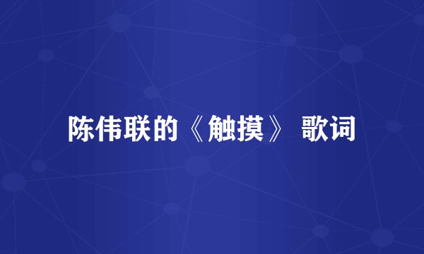 陈伟联的《触摸》 歌词