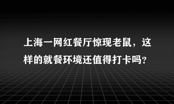 上海一网红餐厅惊现老鼠,这样的就餐环境还值得打卡吗?