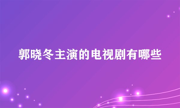 郭晓冬主演的电视剧有哪些