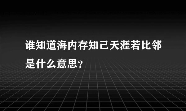 谁知道海内存知己天涯若比邻是什么意思？