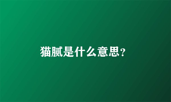 猫腻是什么意思？